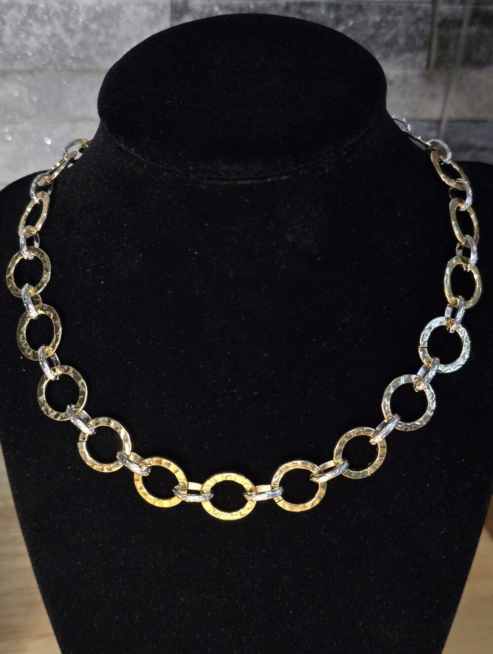 Two Tone Yellow Gold and White Gold Filled Link Chain Necklace